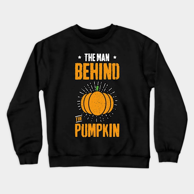 Funny Halloween Pregnancy The Man Behind The Pumpkin Crewneck Sweatshirt by trendingoriginals